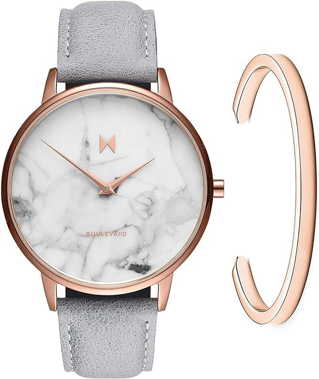 MVMT Boulevard Women's 38MM Marble Rose Gold Analog Watch | Amazon (US)
