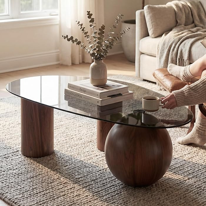 55" Smoked Glass Cloud Coffee Table | Amazon (US)