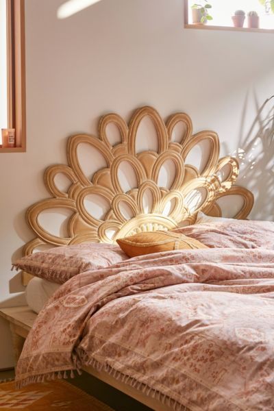 Magdalene Floral Headboard - Brown at Urban Outfitters | Urban Outfitters (US and RoW)