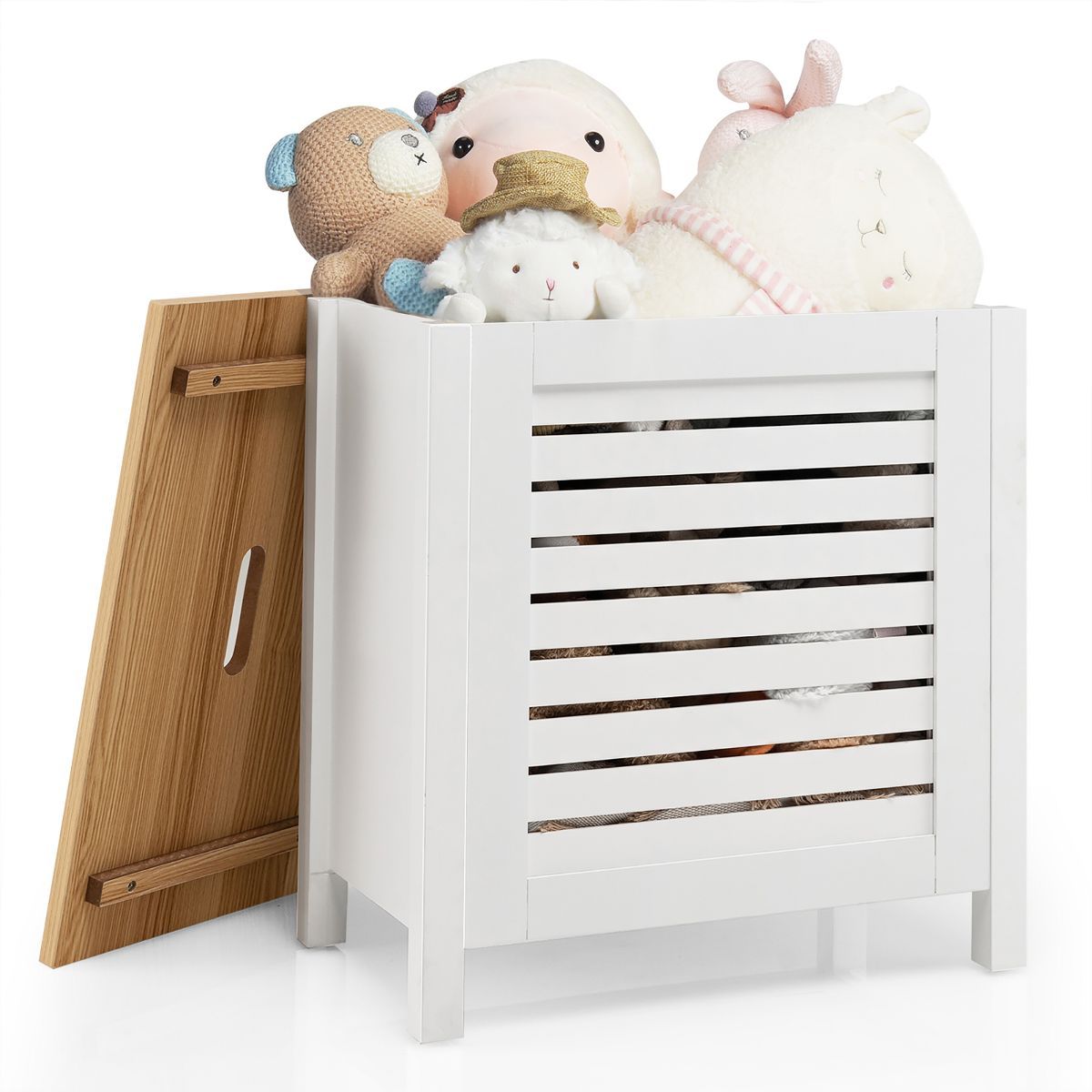 Costway Wooden Toy Storage Organizer Kids Toy Chest W/Lid for Kindergarten Bedroom White | Target