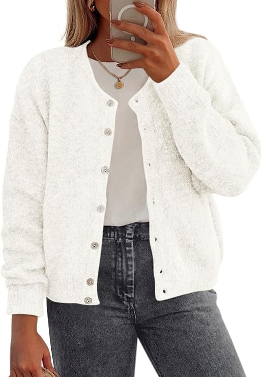 Womens Long Sleeve Cardigan Sweaters Button Down Knit Tops | Amazon (US)