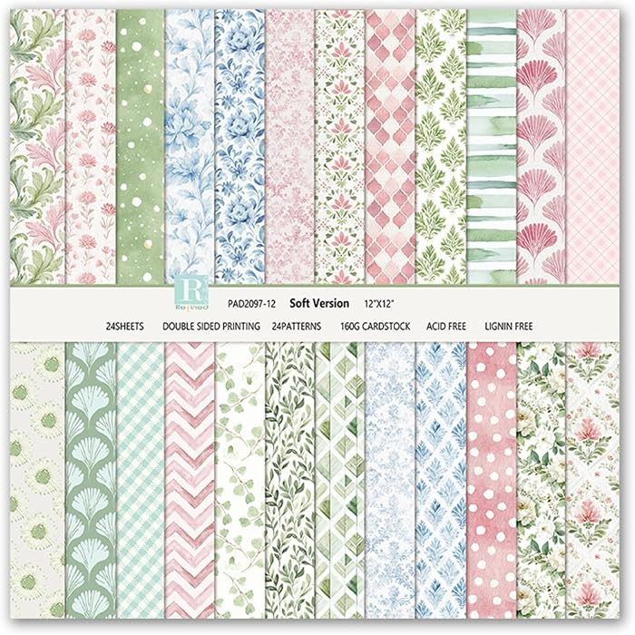 Scrapbook Paper Boho Patterned Paper for Scrapbooking, Double Sided Floral Decorative Craft Paper... | Amazon (US)