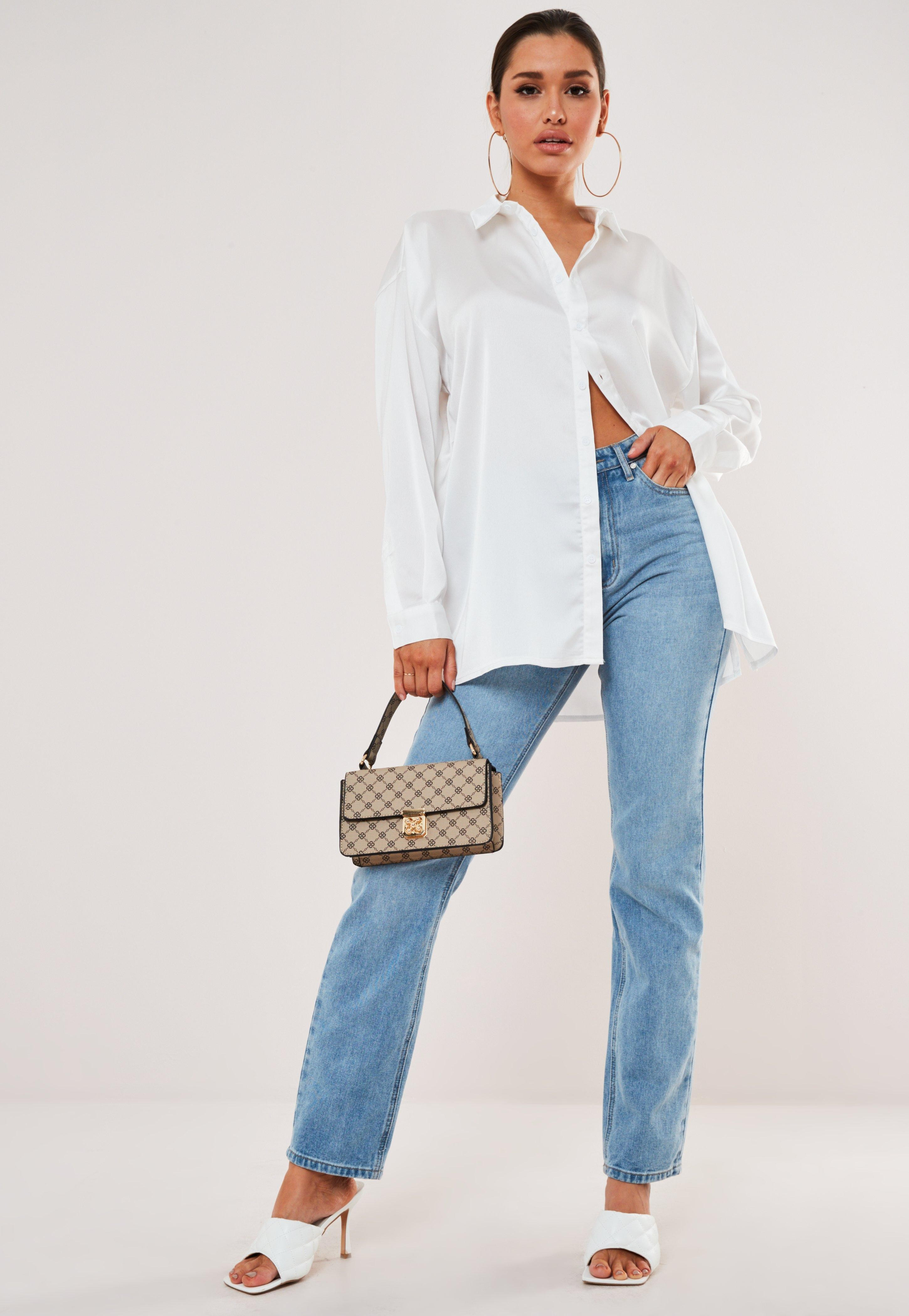 White Extreme Oversized Satin Shirt | Missguided (US & CA)