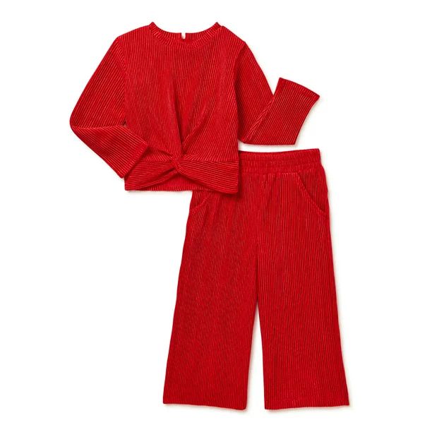 Wonder Nation Baby and Toddler Girl Holiday Top and Pants, 2 Piece Set, Sizes 12 Months-5T - Walm... | Walmart (US)