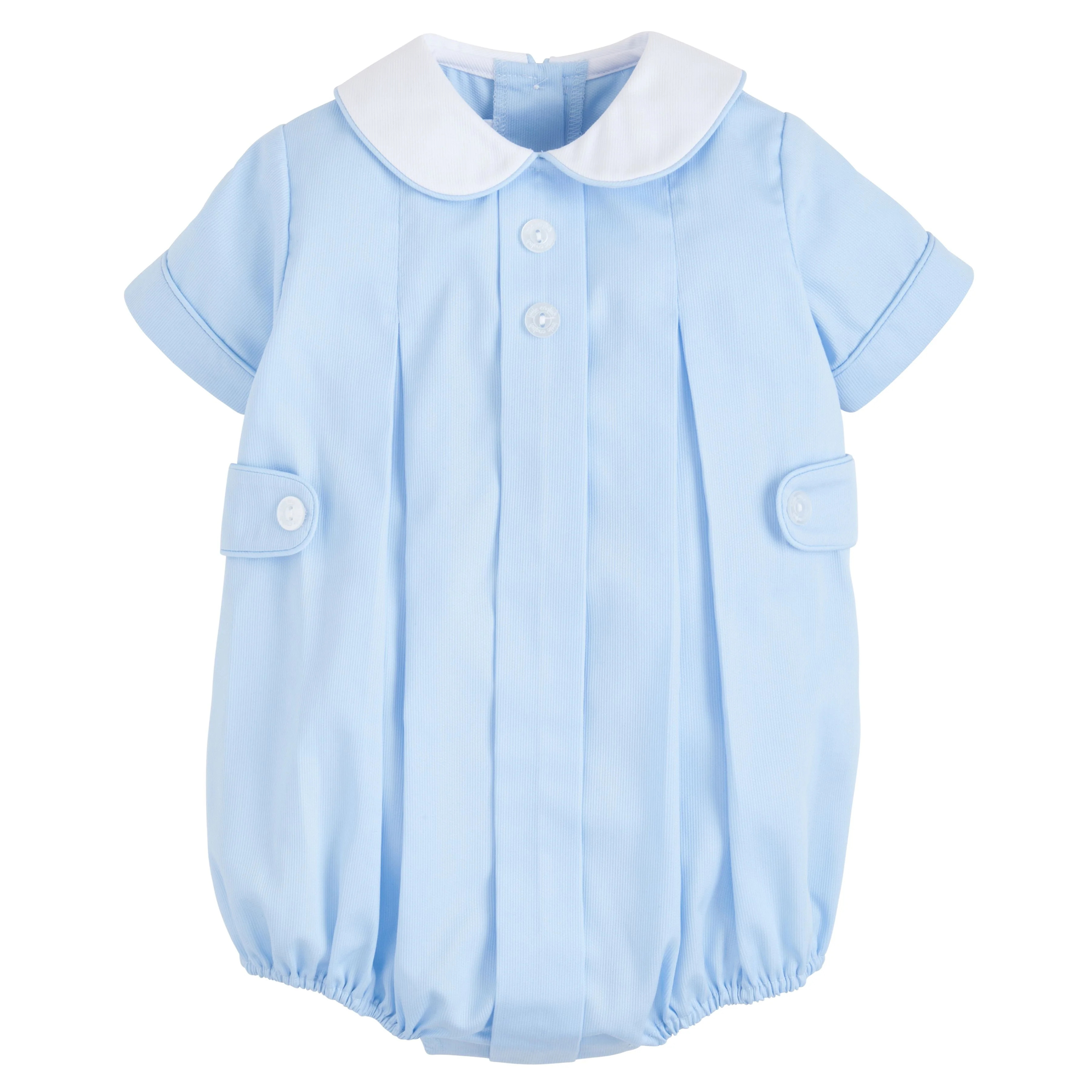 Little English Nicholas Bubble - Light Blue Pique | JoJo Mommy