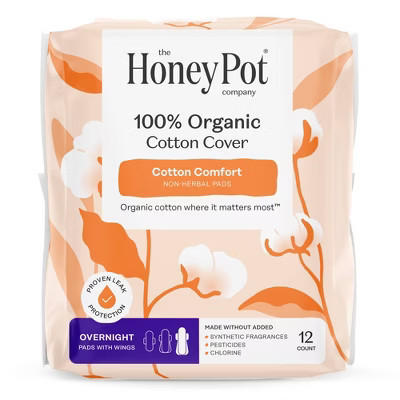Honey Pot 100% Organic Cotton Comfort Cover Overnight Pads - 12 ct | Target