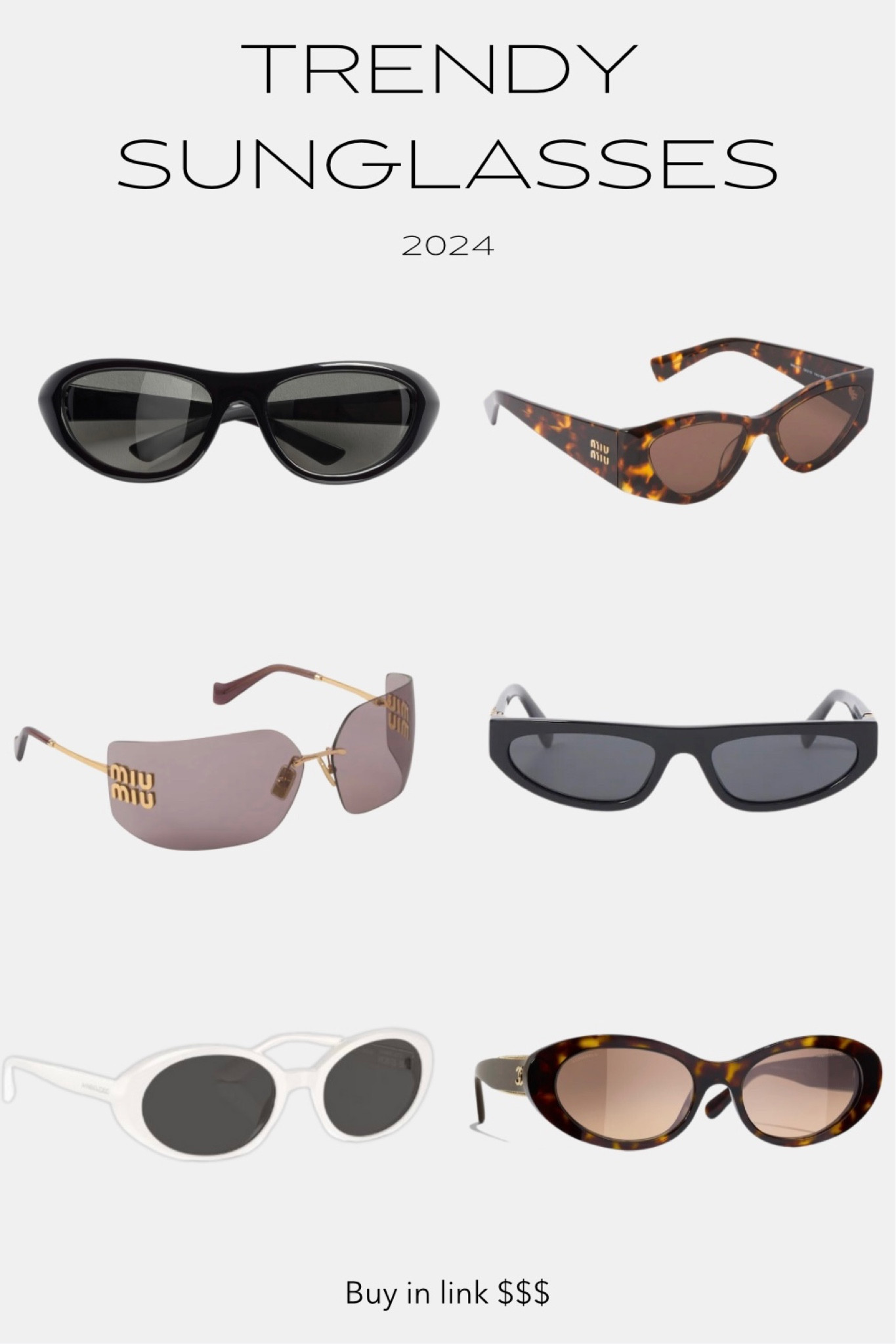 Iconic sunglasses you must own this year. My personal faves are the miu miu in the middle <3