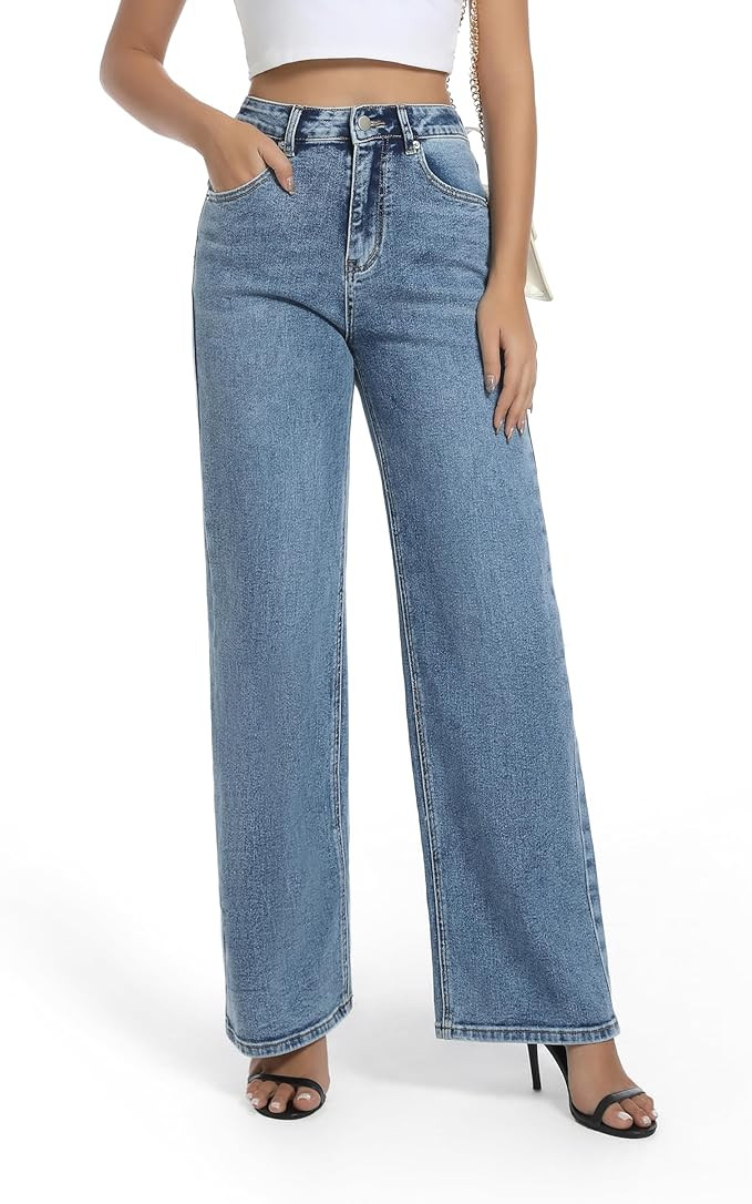 Women's High Waisted Straight Leg Jeans Stretch Jeans for Women Boyfriend Jeans Casual Denim Pant... | Amazon (US)