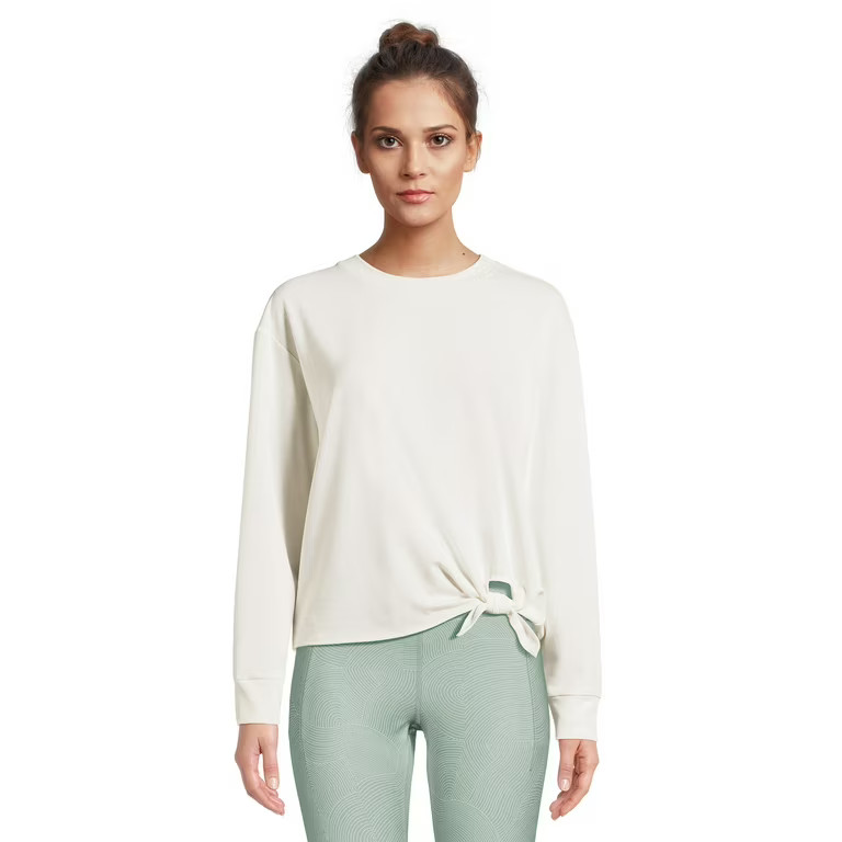 Avia Women's Side Tie French Terry Cloth Top with Long Sleeves, Sizes XS – XXXL | Walmart (US)