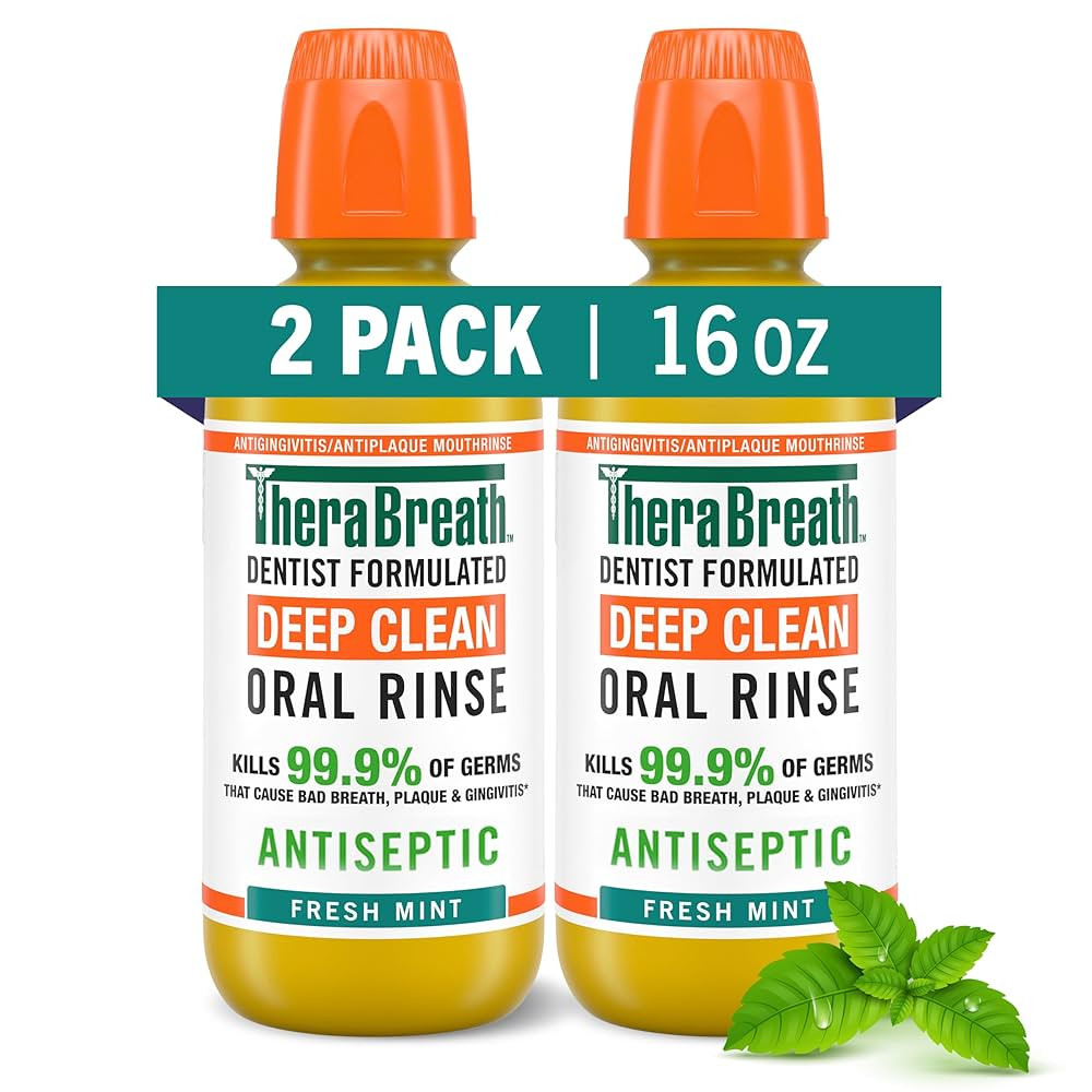 TheraBreath Deep Clean Mouthwash, Antiseptic Benefits, Fresh Mint Flavor, Dentist Formulated, Alc... | Amazon (US)