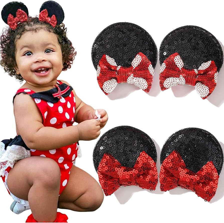 Ayesha Mouse Ears Hair Clips Mouse Ears for Toddler Girls Sequin Mouse Bows Barrettes Hair Access... | Amazon (US)