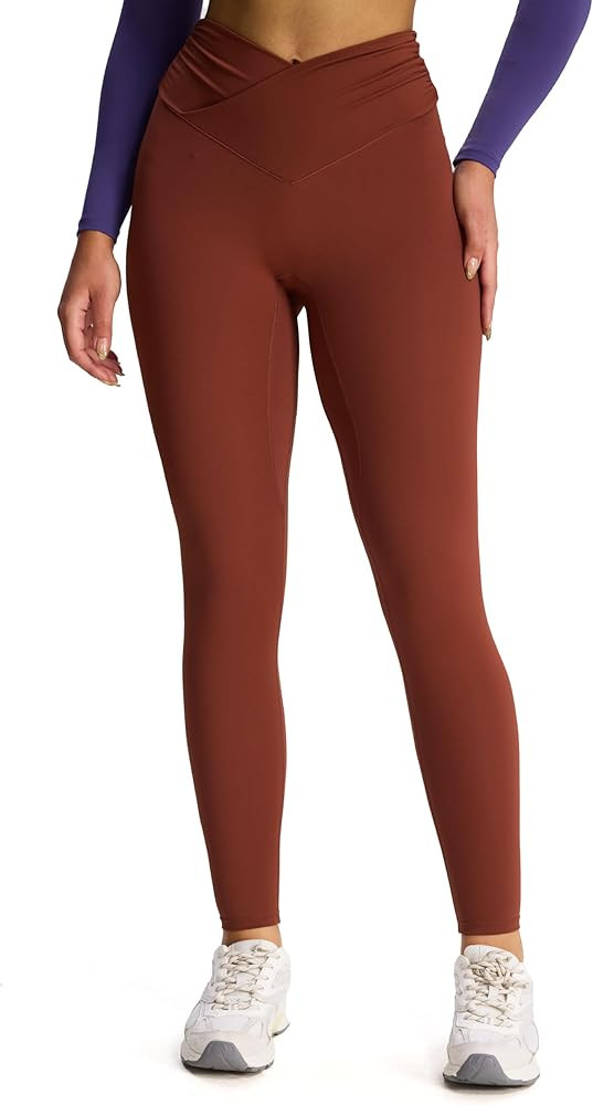 Aoxjox High Waisted Yoga Pants for Women Hidden Scrunch Cross-Waist Buttery Soft Crossover Workou... | Amazon (US)