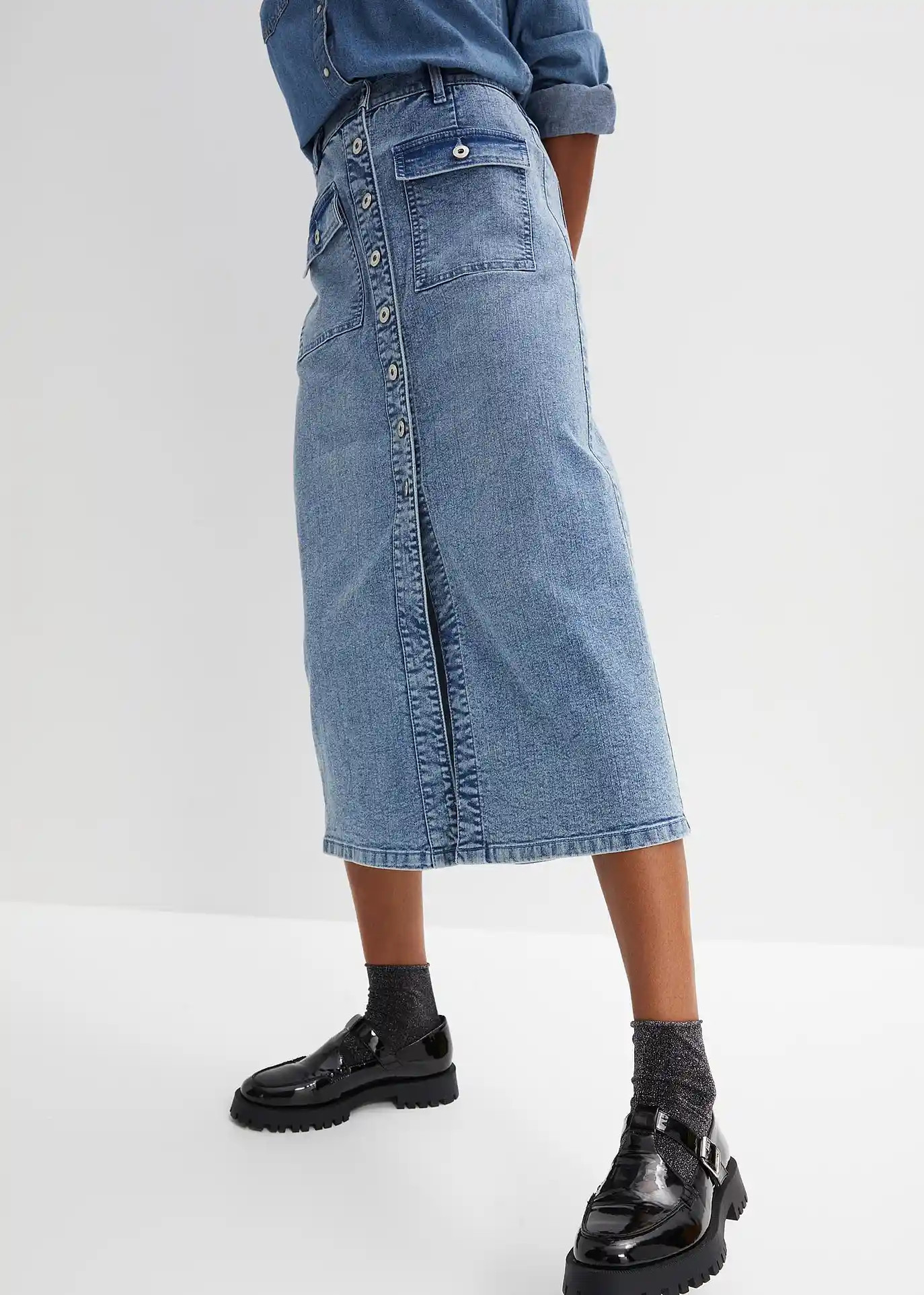 Gonna di jeans con tasche applicate | Bonprix IT
