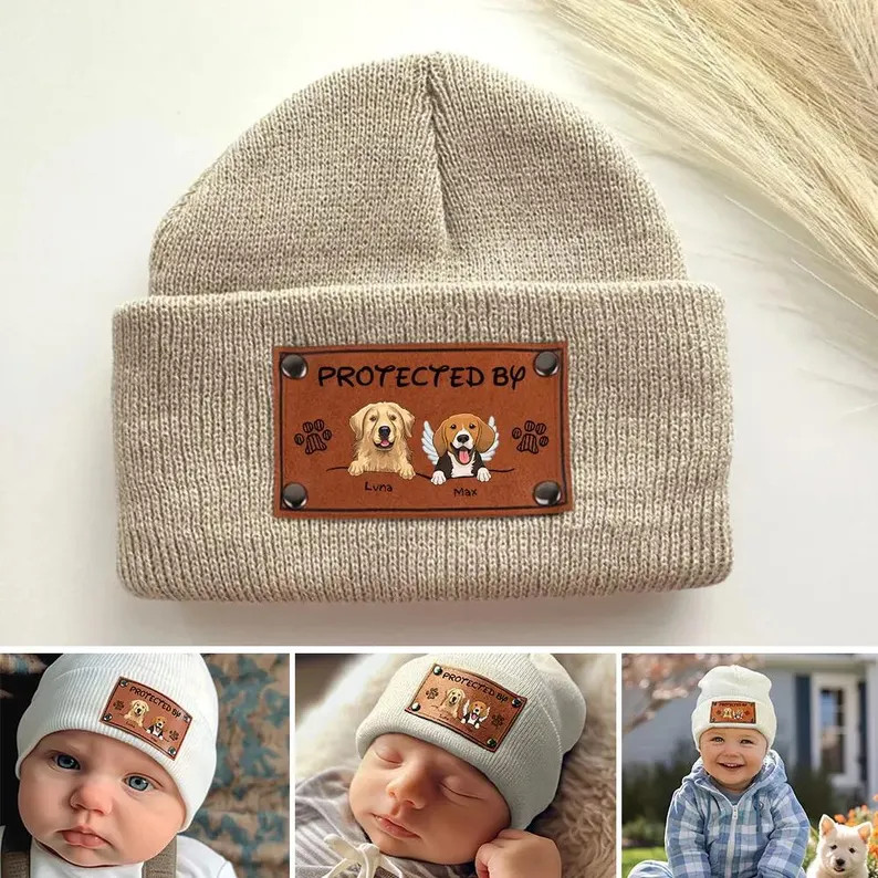 Personalized Protected by Dog Hat Custom Dog Breeds Baby Beanie Hat Gift for Pet Owners Pet Lover... | Etsy (US)