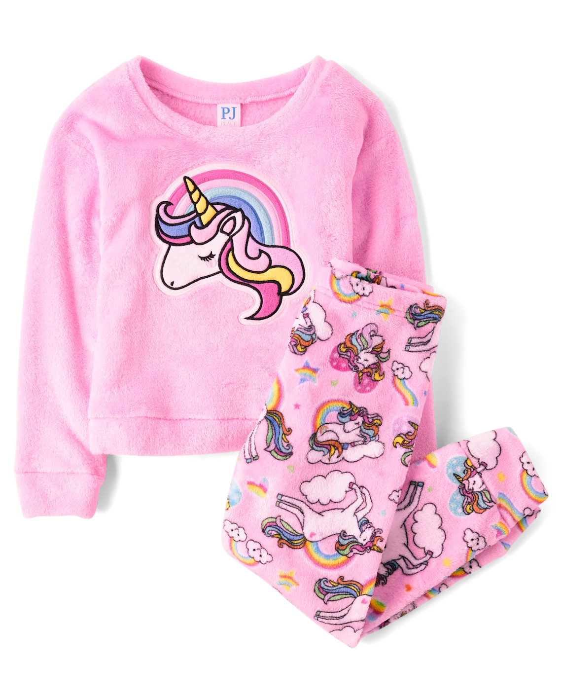 Girls Rainbow Unicorn Pajamas - Cozy Fleece - pink | The Children's Place