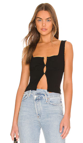 Cindy Square Neck Top in Black | Revolve Clothing (Global)