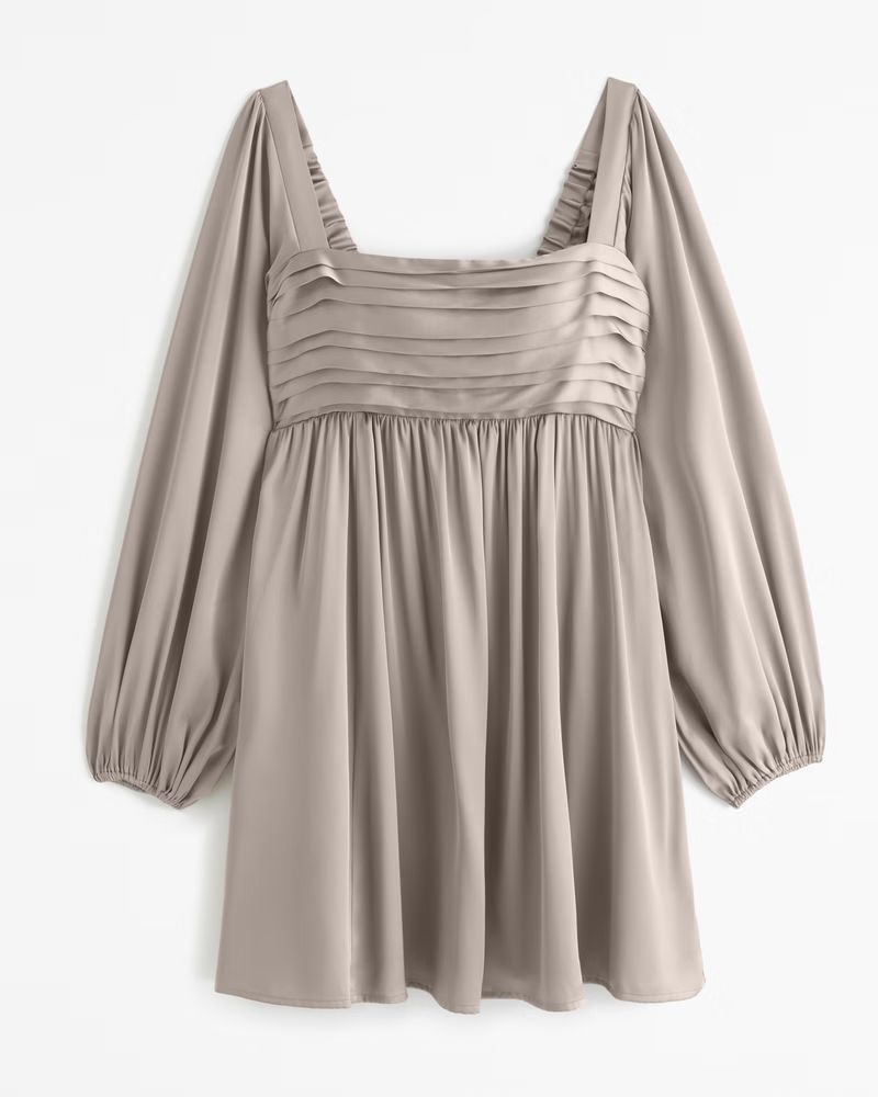 Emerson Satin Long-Sleeve Mini Dress | Abercrombie & Fitch (US)