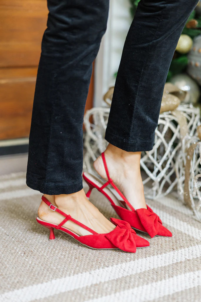 See Your Heart Red Bow Kitten Heels | The Mint Julep Boutique