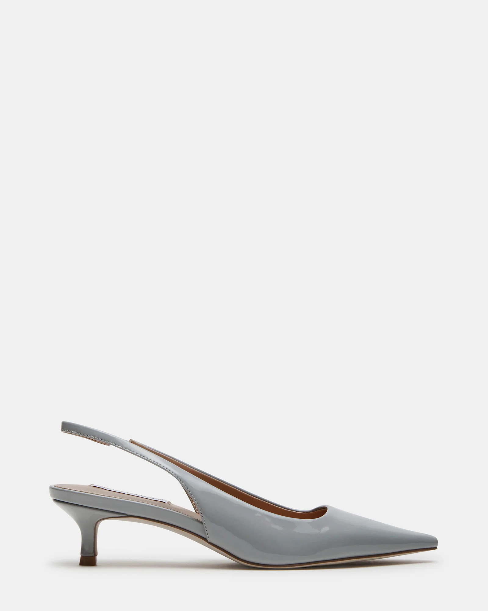 KARI Grey Patent Slingback Point Toe Kitten Heel | Women's Heels | Steve Madden (US)