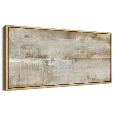 Large Framed Canvas Print Neutral Beige and White Textured with a Weathered LookWall Art Decorative Ready to Hang Painting for Living room Bedroom 60x30 inches Natural Frame | Walmart (US)