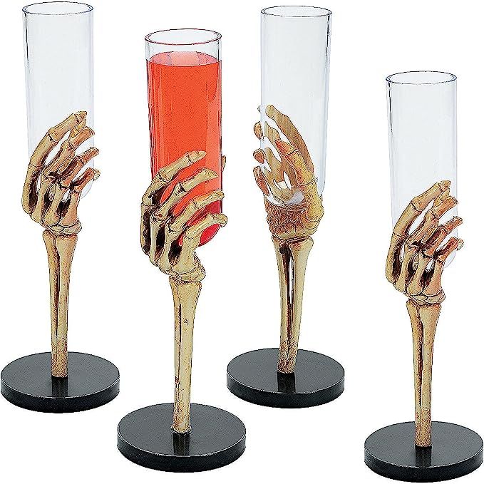 6 Pcs Halloween Shot Glasses - Plastic 2oz Small Champagne Flutes Skeleton Hand Plastic Cups - Pa... | Amazon (US)