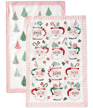 Southern Living Holiday Vintage Santa Mug Kitchen Towels, Set of 2 | Dillard's | Dillard's