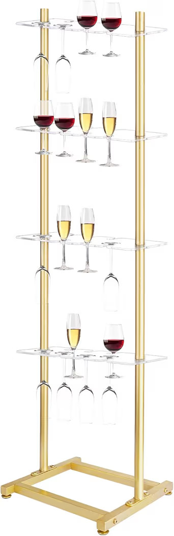 Champagne Wall Holder for Party, 4 Tier Clear Acrylic Champagne Wall Stand Holds 32 Glasses, Cham... | Amazon (US)
