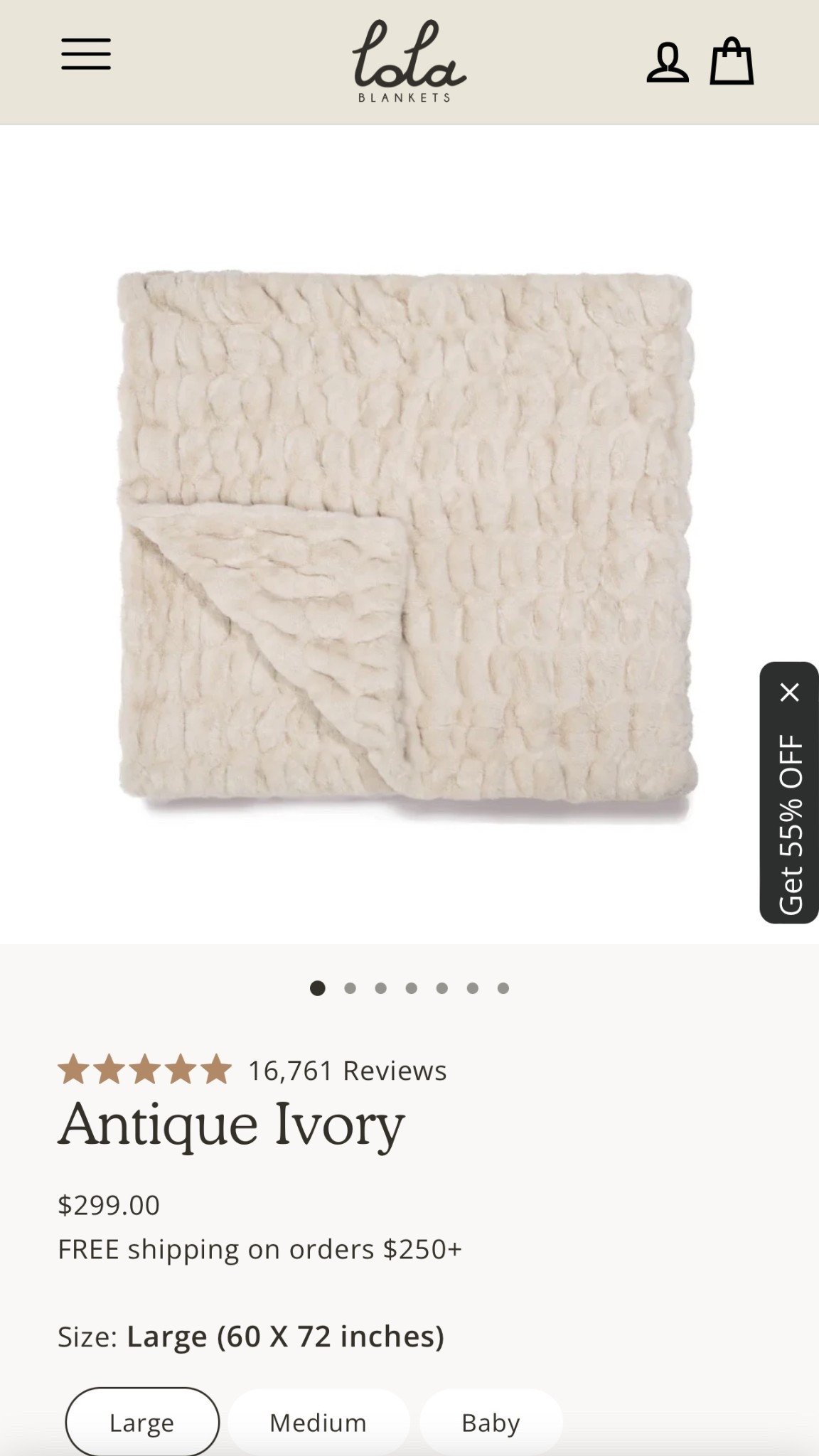 The SOFTEST blanket in the world!!!
On sale for Black Friday!!! Use code BF55!!!

I have antique ivory in a large