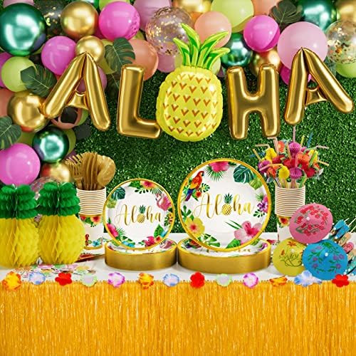 Hawaiian Luau Birthday Party Decorations 329PCS Tropical Aloha Party Supplies for Summer Beach De... | Amazon (US)
