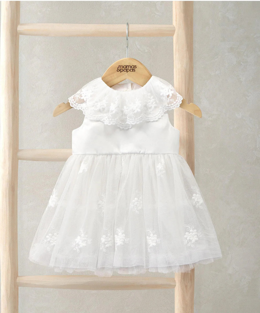 Cape Collar Mesh Flower Girl Dress with Embroidered Skirt | Mamas & Papas