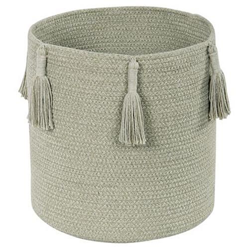 Lorena Canals Woody Modern Classic Olive Green Floor Basket | Kathy Kuo Home
