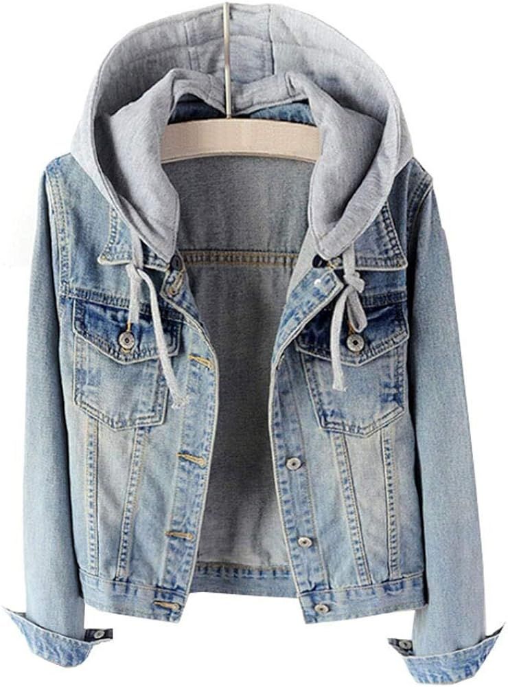 Women's Casual Detachable Hoodie Denim Jacket | Amazon (US)