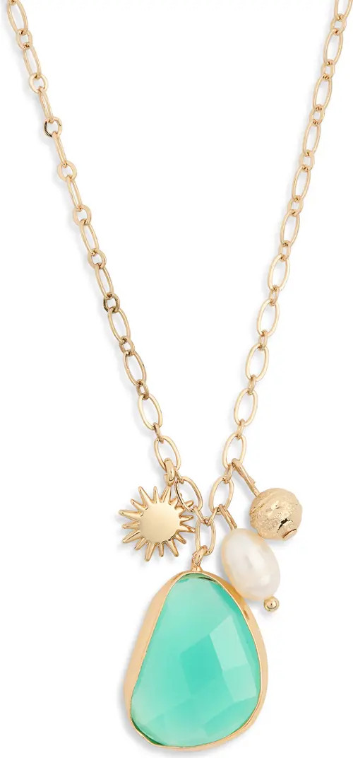 Cultured Pearl & Cabochon Cluster Charm Necklace | Nordstrom Rack