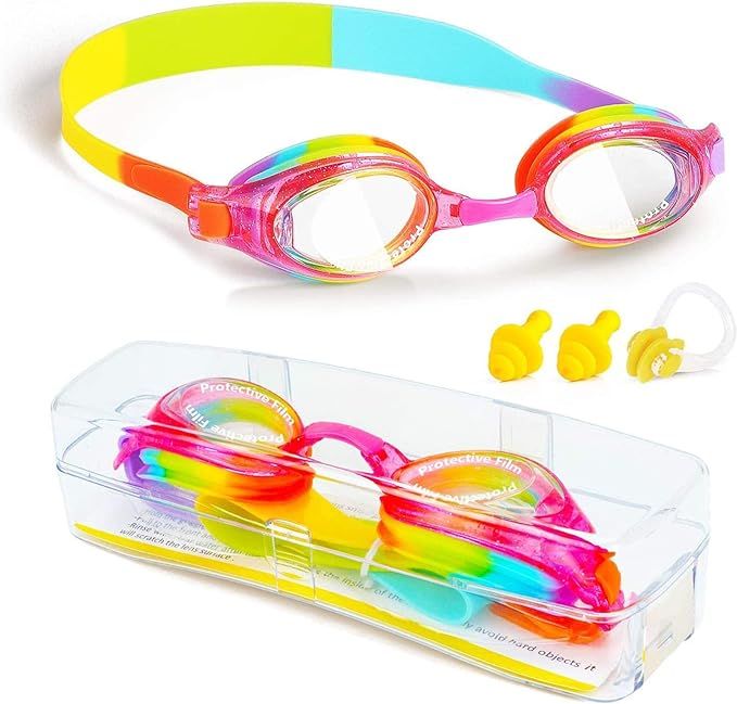 ProChosen Kids Swim Goggles, Waterproof Anti Fog UVA/UVB Protection No Leaking Clear Wide Vision ... | Amazon (US)