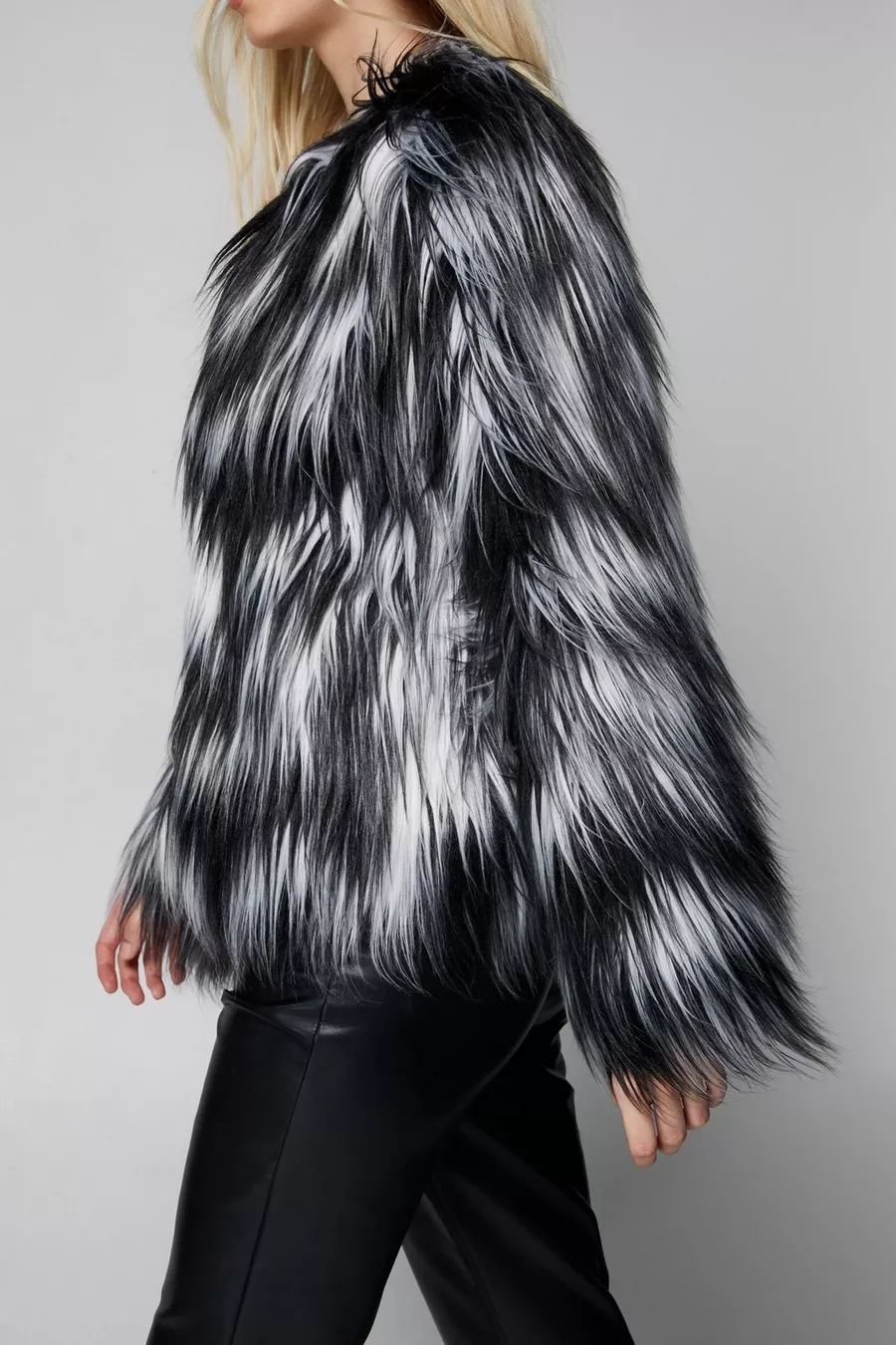 Monochrome Faux Fur Collarless Jacket | Nasty Gal US