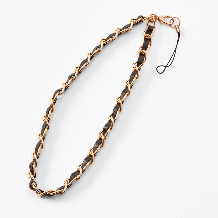 Black & Gold Chain Phone Strap | Claire's (US)