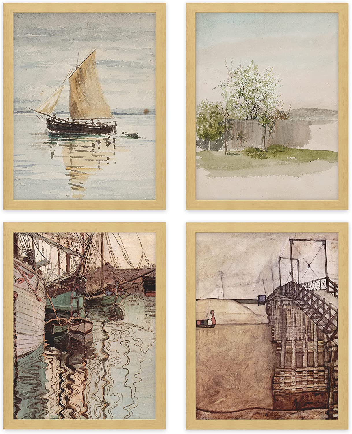 SIGNWIN Framed Poster Bathroom Decor 8"x10"x 4 Natural, Wall Art Room Decor Multicolor for Living... | Amazon (US)