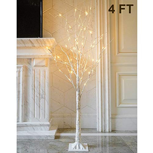 Twinkle Star 48 LED Lighted Birch Tree, 4 Feet | Amazon (US)
