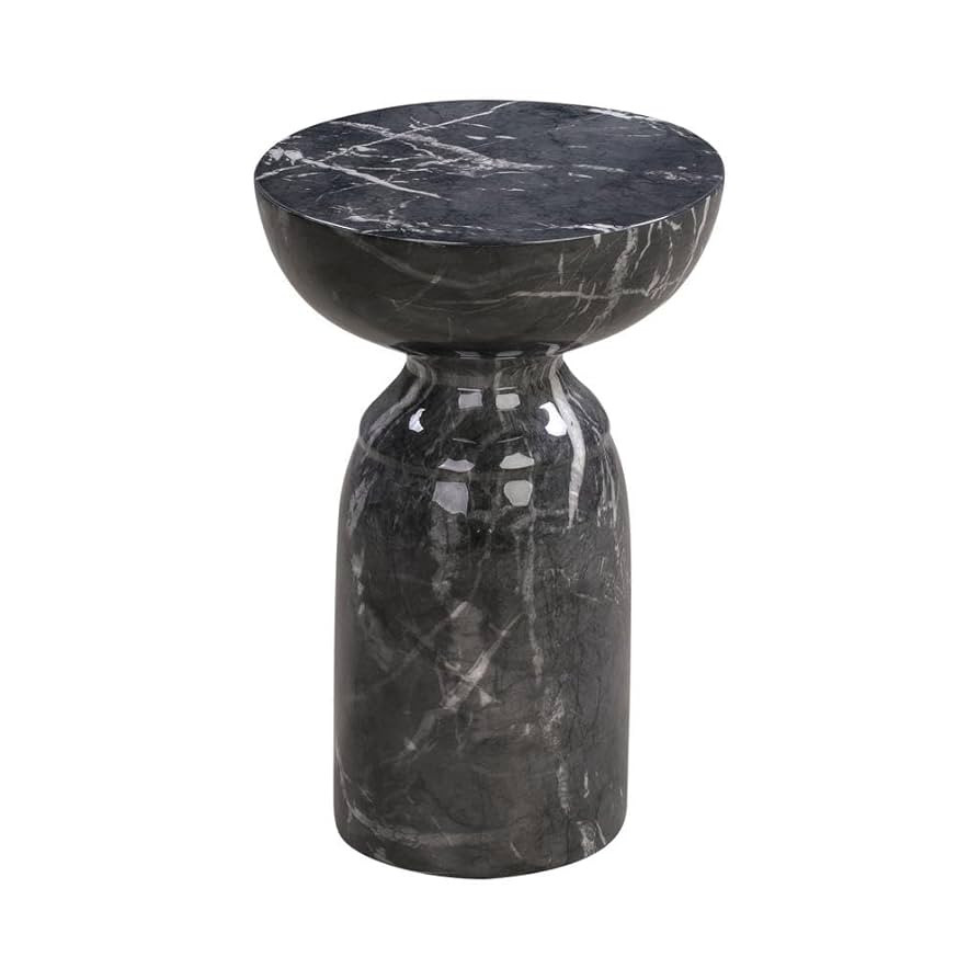 Black Marble Side Table in Concrete, Handmade by Artisans for a Stylish Addition to Any Living Ro... | Amazon (US)