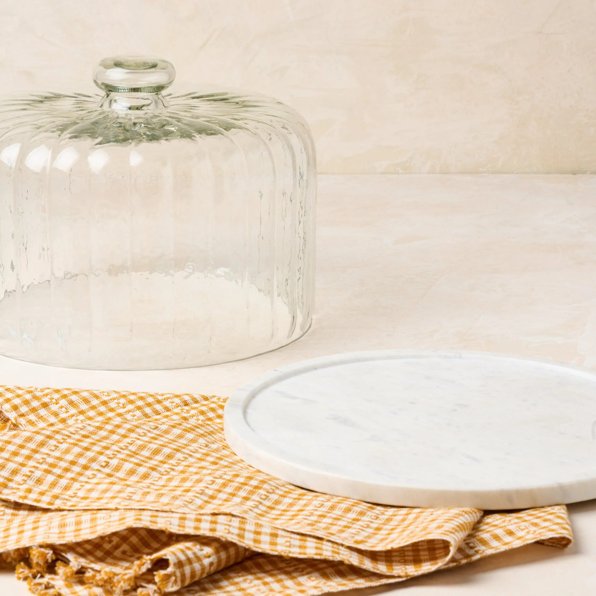 White Marble Fluted Cake Dome | Magnolia