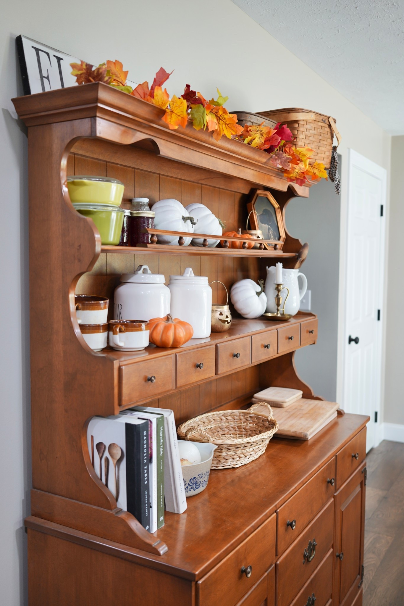 Fall kitchen. Fall kitchen decor. Fall leaf garland. Collected home. Cottage kitchen. Cozy home fall. Fall decor. 

#LTKHome #LTKFindsUnder50 #LTKSeasonal