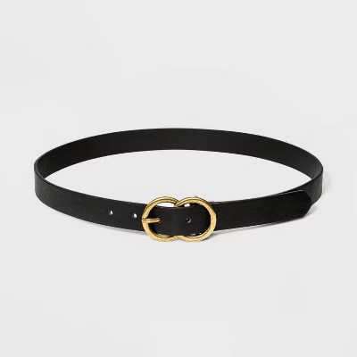 Women's Double O Ring Buckle Belt - A New Day™ Black | Target