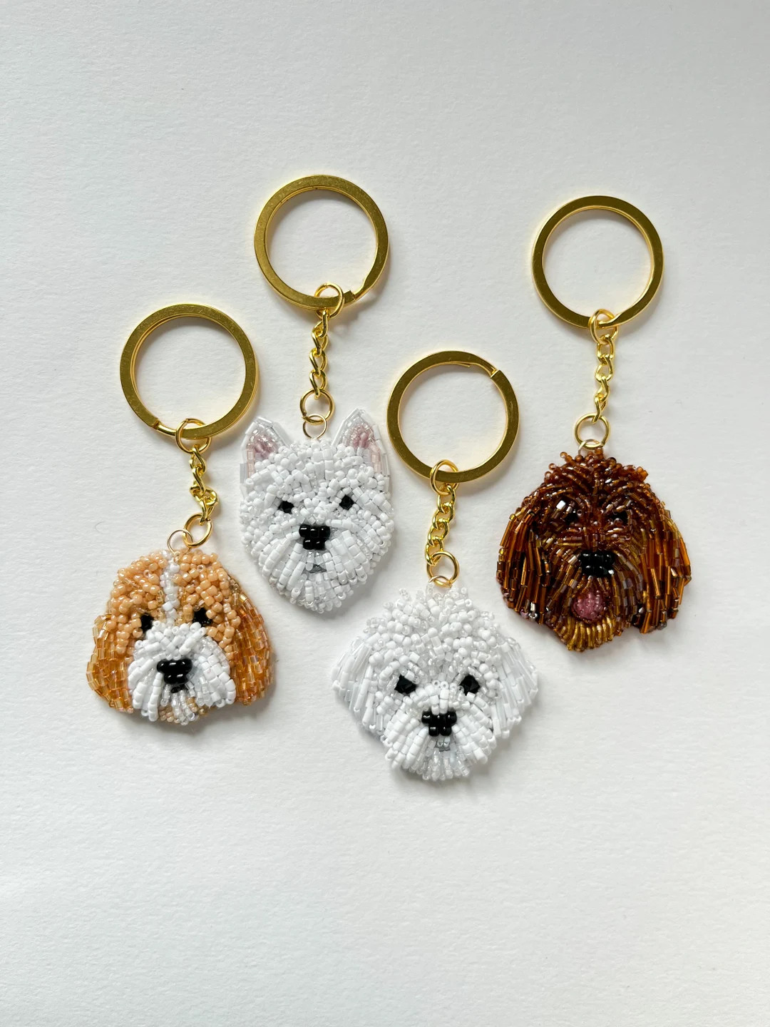 Beaded Dog Portrait Keychain,personalized Pet Memorial Keyring, Embroidered Photo Keychain,custom... | Etsy (US)