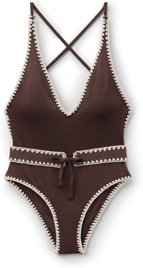 CALZEDONIA One Piece Swimsuit Bicolor Embroidery | Amazon (US)
