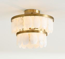 Solene Alabaster Round Flush Mount (14") | Pottery Barn (US)