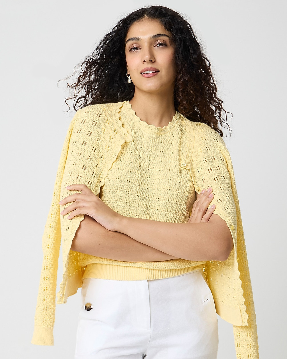 Scalloped pointelle sweater shell | J.Crew Factory