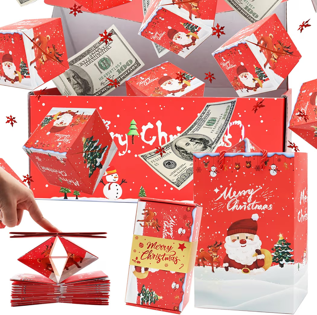 Surprise Gift Box Explosion for Money, Unique Folding Bouncing Red Envelope Gift Box with Confett... | Amazon (US)