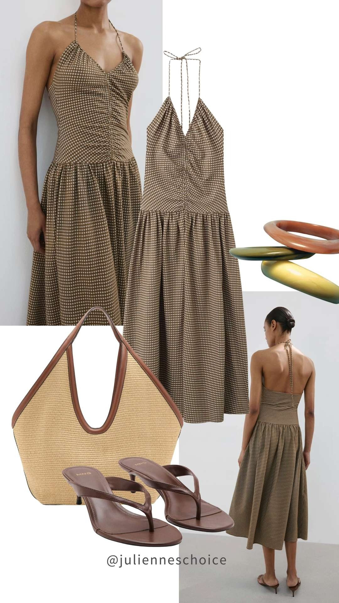 Summer dress outfit 🤍 Checkered midi dress with Strappy heeled sandals, timeless and elegant look, perfect for summer outfits. ✨julienneschoice  

 #LTKootd #LTKSeasonal #LTKTravel