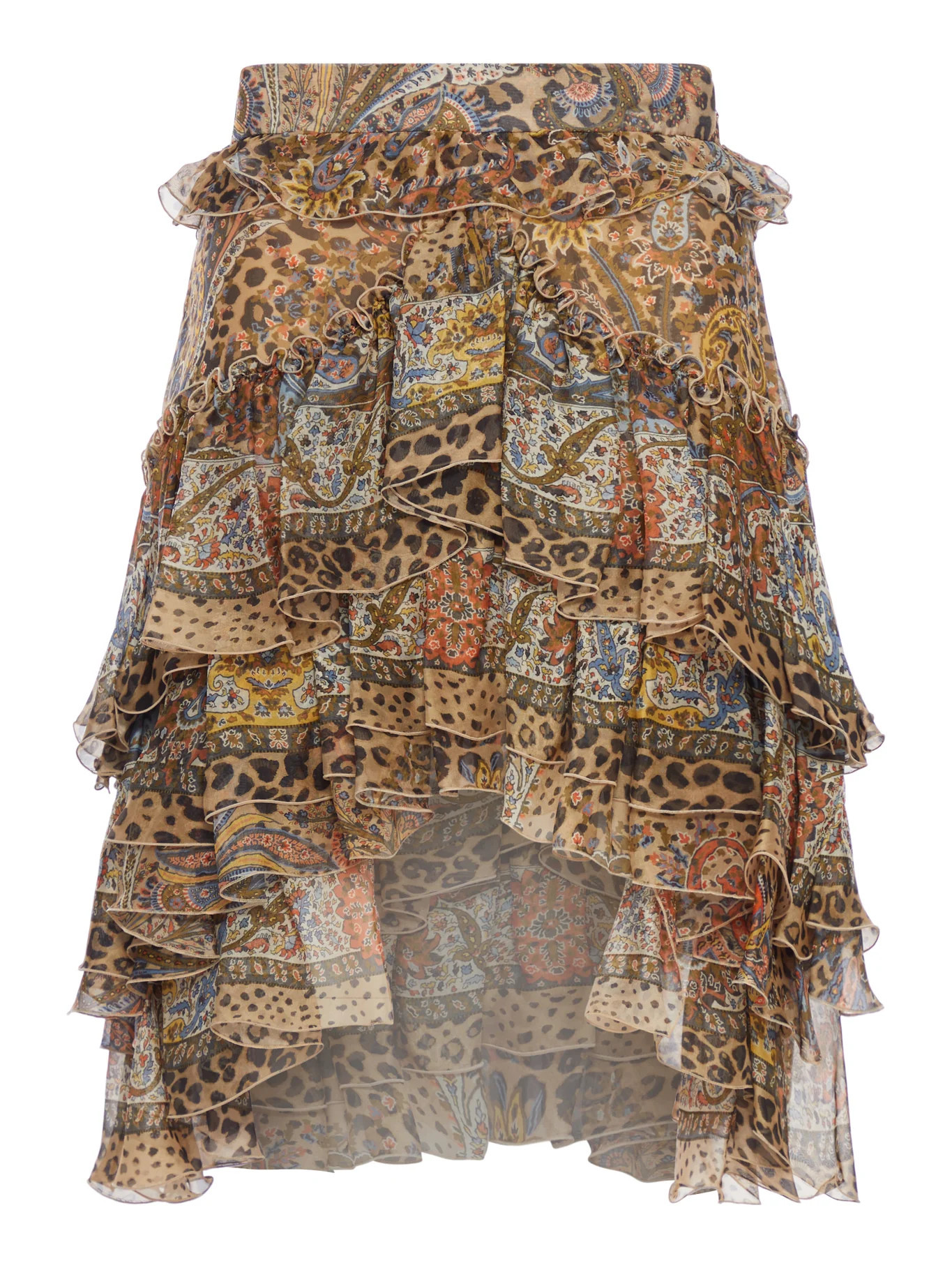 PAISLEY AND ANIMAL PRINT SILK RUFFLED MINI SKIRT - Etro - Woman | Suitnegozi INT