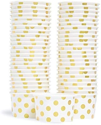 Paper Ice Cream Cups - 50-Count 5.5-Oz Disposable Dessert Bowls for Hot or Cold Food, 5.5-Ounce P... | Amazon (US)